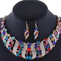 Jewelry 1 Necklace 1 Pair of Earrings Wedding Party Daily Gemstone Crystal Alloy Rhinestone Rose Gold Plated 1set WomenAssorted Color