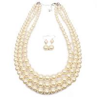 Jewelry 1 Necklace 1 Pair of Earrings Pearl Strands Fashion Wedding Party Special Occasion Pearl 1set Beige Wedding Gifts