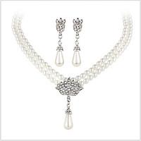 Jewelry Set Crystal Pearl Imitation Pearl Rhinestone Simulated Diamond Alloy Bridal Silver Wedding Party Daily Casual 1set1 Necklace 1