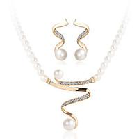 Jewelry Set Crystal Pearl Imitation Pearl Rhinestone Simulated Diamond Alloy Gold Wedding Party Casual 1set 1 Necklace 1 Pair of Earrings