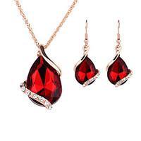 Jewelry Set Drop Earrings Pendant Necklaces Necklace/Earrings Crystal Fashion Rose Gold Crystal Rhinestone Alloy Drop Red Green Blue