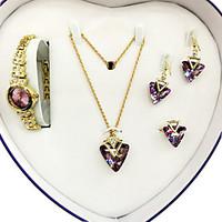 Jewelry Set Love Alloy Heart White Purple Red Blushing Pink 1 Necklace 1 Pair of Earrings 1 Bracelet Rings 1 Package ForWedding Party