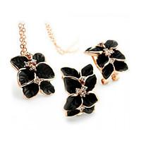 Jewelry Set Classic Elegant Crystal Unique Design Leaves Pendant Necklace Earrings Girlfriend Gift