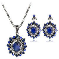 Jewelry Set Earrings Set Necklace Euramerican Fashion Rhinestone Alloy Geometric 1 Necklace 1 Pair of Earrings ForWedding Party Special