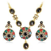 Jewelry Set Earrings Set Necklace Euramerican Fashion Rhinestone Alloy Geometric 1 Necklace 1 Pair of Earrings ForWedding Party Special