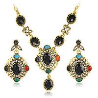 Jewelry Set Earrings Set Necklace Euramerican Fashion Rhinestone Alloy Geometric 1 Necklace 1 Pair of Earrings ForWedding Party Special