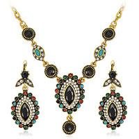 Jewelry Set Earrings Set Necklace Euramerican Fashion Rhinestone Alloy Geometric 1 Necklace 1 Pair of Earrings ForWedding Party Special