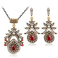 Jewelry Set Earrings Set Necklace Euramerican Fashion Rhinestone Alloy Geometric 1 Necklace 1 Pair of Earrings ForWedding Party Special