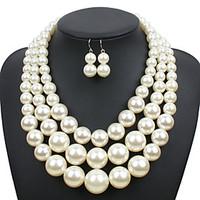 Jewelry 1 Necklace 1 Pair of Earrings Pearl Necklace Euramerican Wedding Party Special Occasion Daily Casual Pearl 1set WhiteWedding