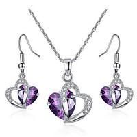 Jewelry Set Amethyst Crystal Crystal Zircon Cubic Zirconia Alloy Fashion Heart Purple Blue Bridal Jewelry Sets Party Daily 1set1 Necklace