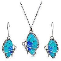 Jewelry Set Crystal Rhinestone Enamel Alloy Blue Wedding Party Daily Casual 1set 1 Necklace 1 Pair of Earrings Wedding Gifts