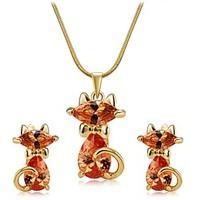 Jewelry Set Crystal AAA Cubic Zirconia Cubic Zirconia Alloy Orange Wedding Party Daily Casual 1set 1 Necklace 1 Pair of EarringsWedding