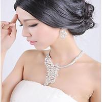 Jewelry Set Imitation Diamond Simulated Diamond Alloy Bridal White Wedding Party Daily 1set 1 Necklace 1 Pair of Earrings Wedding Gifts