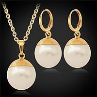 Jewelry Set Pearl Pearl Imitation Pearl Gold Plated Birthstones Jewelry set Wedding Party Daily Casual Sports Necklaces EarringsWedding