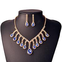 Jewelry-Set Include(Women Necklace/Earrings)Gold CrystalTasselsOccasion Wedding Gifts