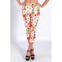 Jessica Wright Wears Floral Printed Cropped Trousers