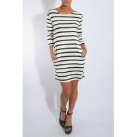 Jessica Wright Wear White Striped Jersey Dress