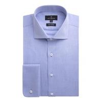 Jeff Banks Blue Herringbone Regular Fit Shirt 17.5 Blue