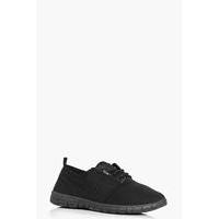 Jersey Lace Up Trainer - black