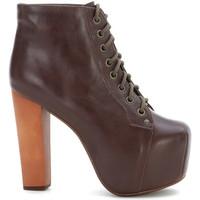 Jeffrey Campbell LITA BROWN LEATHER ANKLE BOOT women\'s Court Shoes in brown
