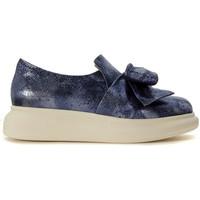 Jeffrey Campbell Britny slip on in light blue metal craqueled leather with bow women\'s Loafers / Casual Shoes in blue