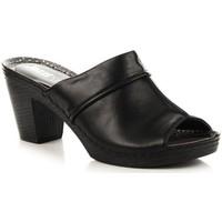 jezzi czarne na obcasie womens mules casual shoes in black