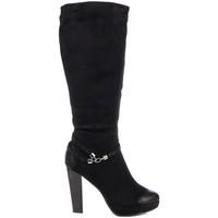 jezzi czarne na platformie womens high boots in black