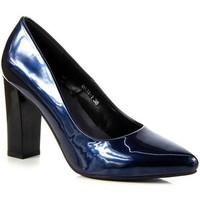 Jezzi Granatowe Lakierowane Szpic women\'s Court Shoes in blue
