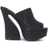 jeffrey campbell dayana black leather sabot womens court shoes in blac ...