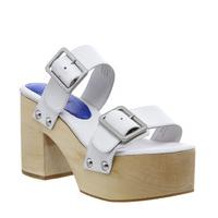 Jeffrey Campbell Kojak Clogg WHITE SILVER LEATHER