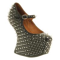 jeffrey campbell prickly wedge black leather