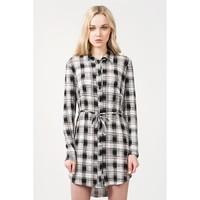 JERSEY CHECK SHIRT DRESS