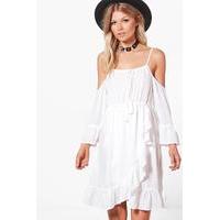 Jess Halterneck Open Shoulder Sundress - white