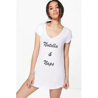 Jessica V Neck Slogan Night Dress - white