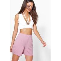 Jennie Textured Pleat Tailored Shorts - mauve