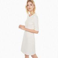 jersey piqu stretch dress eggshell