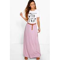 jersey belted maxi skirt mauve