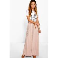 Jersey Belted Maxi Skirt - sand