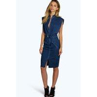 jessica open front denim dress dark blue