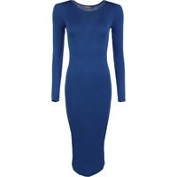 Jen Long Sleeve Bodycon Midi Dress - Navy Blue