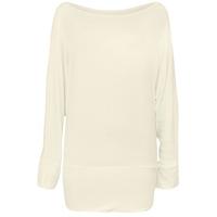 Jena Basic Jersey Batwing Top - Cream