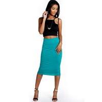 Jersey Midi Length Tube Skirt - jade