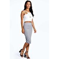 Jersey Midi Length Tube Skirt - grey