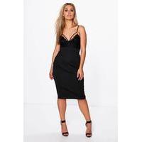 Jessica Lace Strappy Midi Dress - black