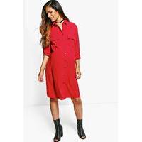 Jessica Crepe Shirt Dress - berry