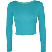 Jeane Basic Long Sleeve Crop Top - Turquoise