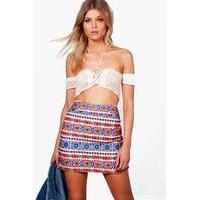 Jessica Embroidered A-Line Mini Skirt - multi