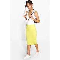 Jersey Midi Length Tube Skirt - lime