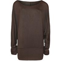 Jena Basic Jersey Batwing Top - Brown