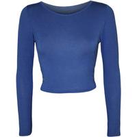 Jeane Basic Long Sleeve Crop Top - Royal Blue